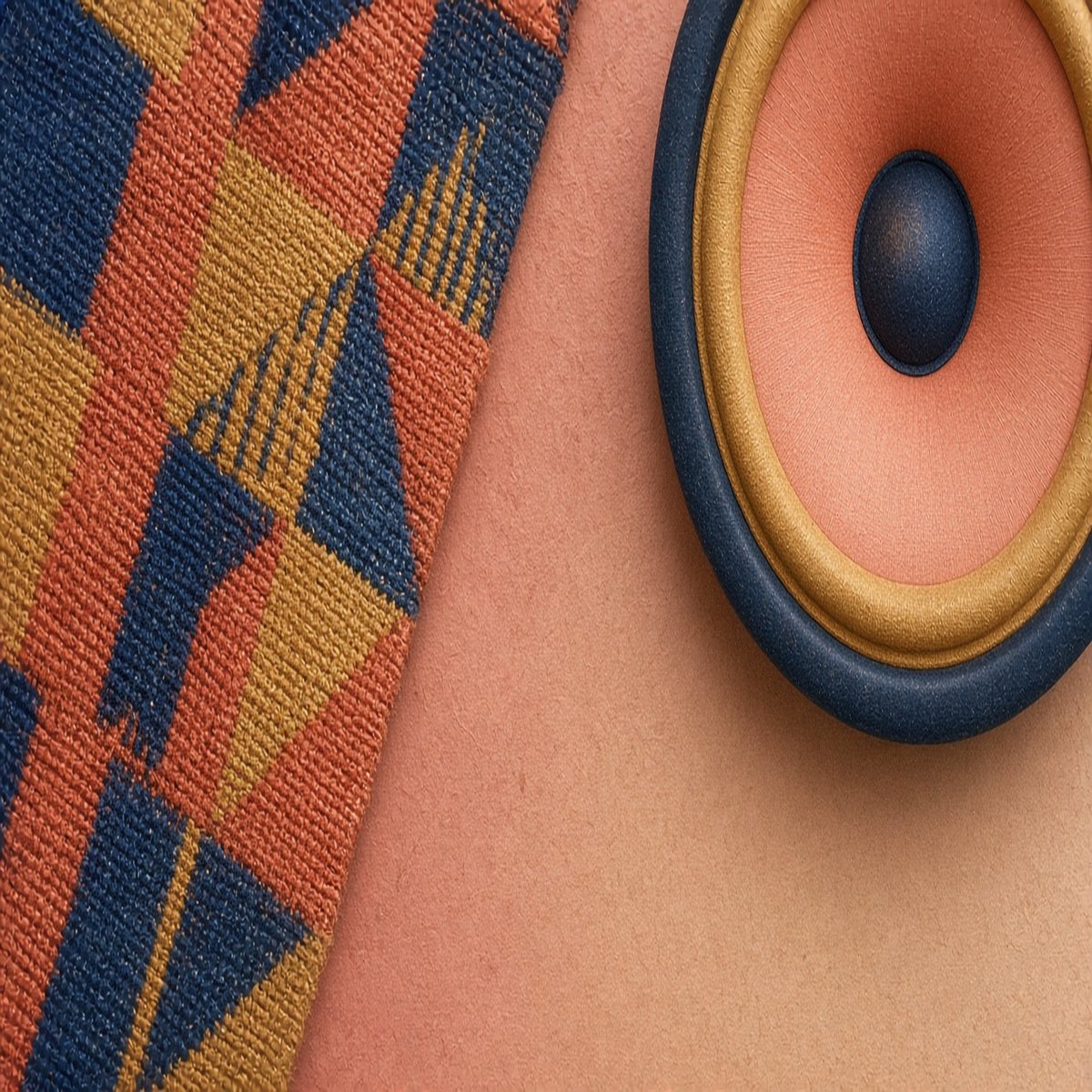 Woven cloth beside a soft speaker